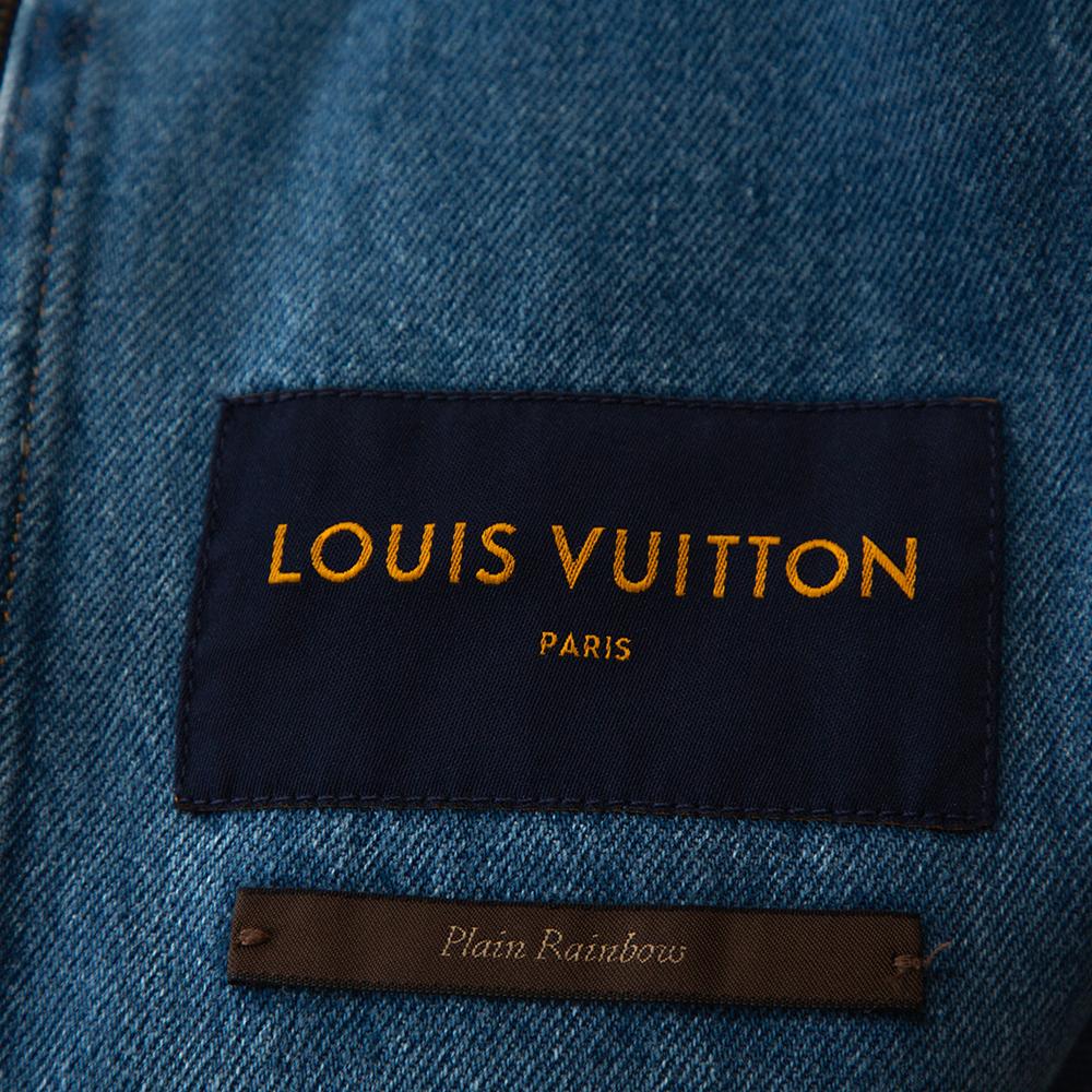 Louis Vuitton Blue Plain Rainbow XIX Denim Jacket M In Excellent Condition In Dubai, Al Qouz 2