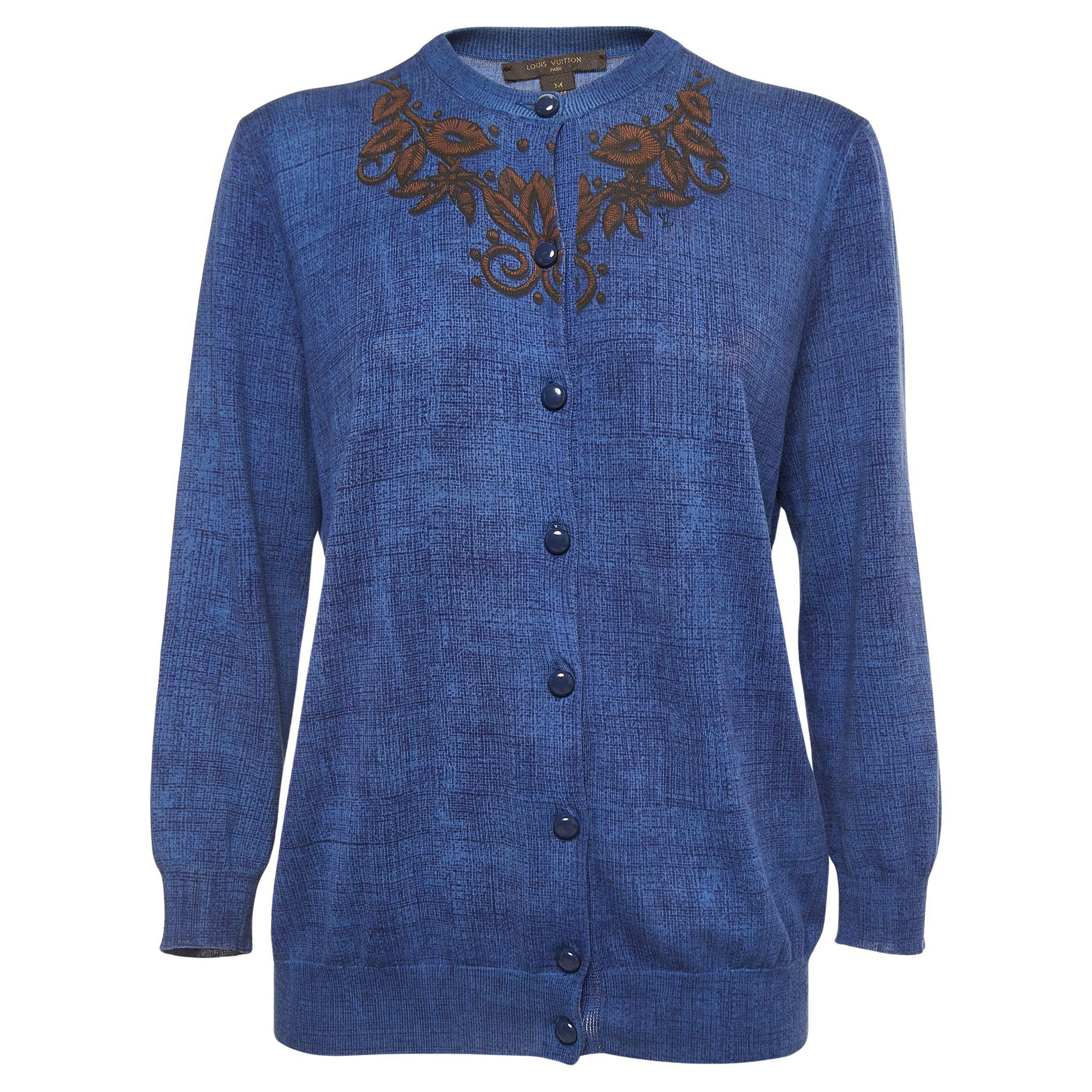 Louis Vuitton Blue Print Cotton Buttoned Cardigan M