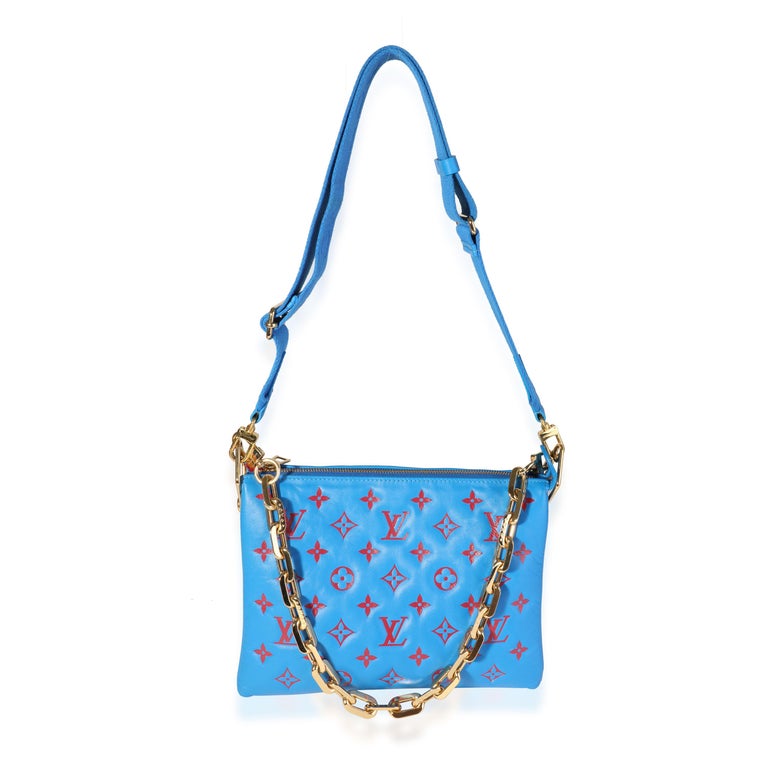 LOUIS VUITTON Lambskin Embossed Monogram Vuittamins Coussin PM Blue Red  859893