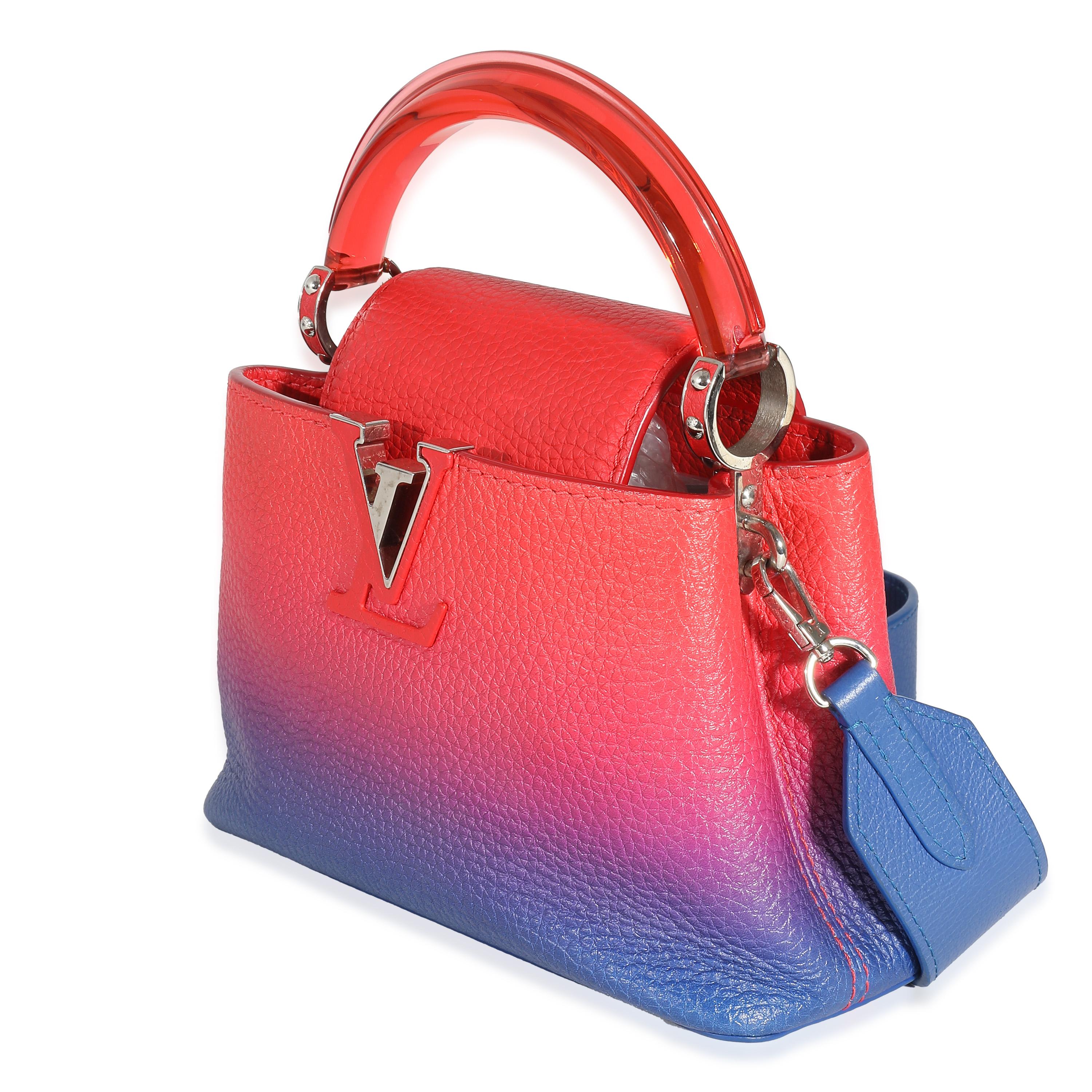 Louis Vuitton Blue Red Ombre Taurillon Mini Capucines In Excellent Condition For Sale In New York, NY