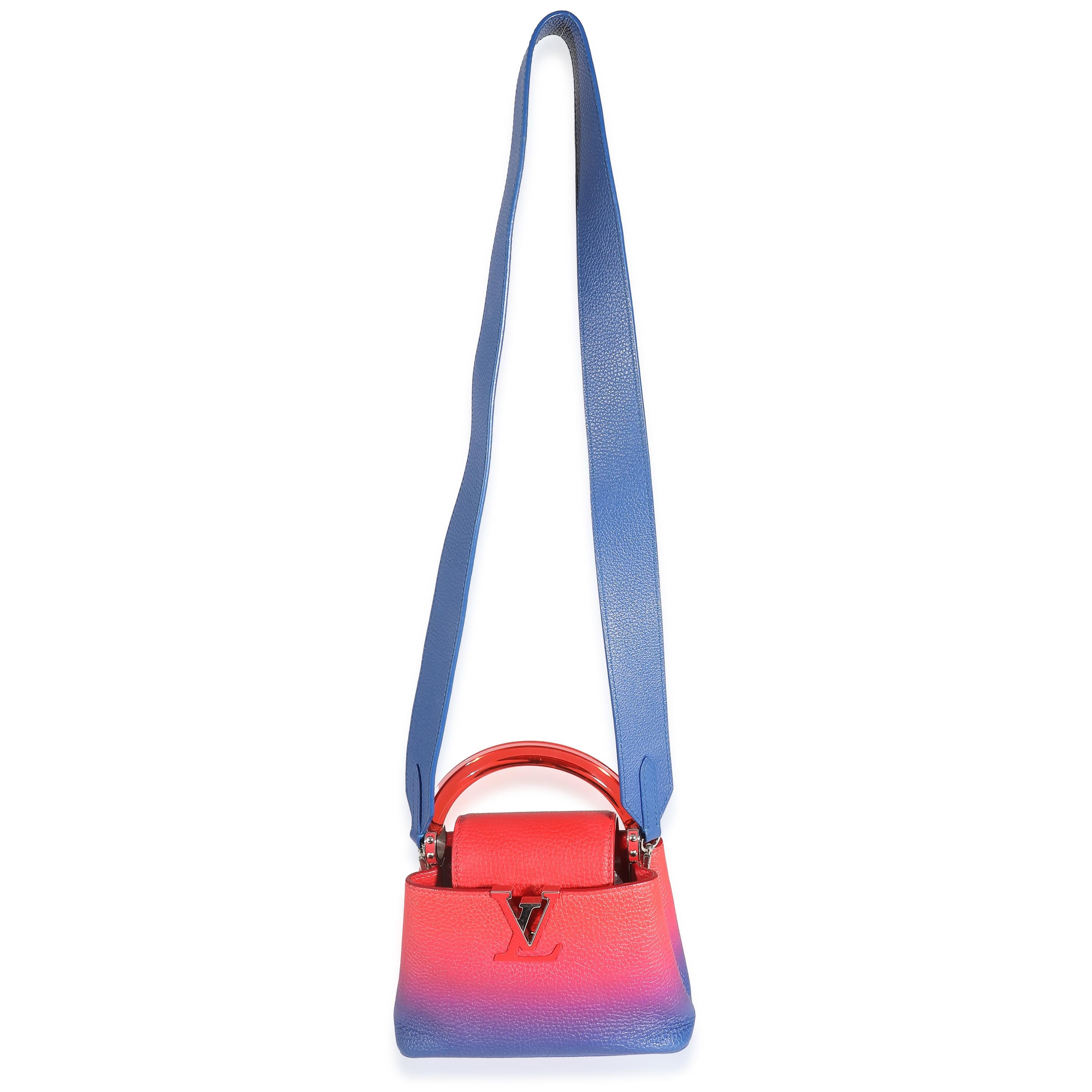 Women's or Men's Louis Vuitton Blue Red Ombre Taurillon Mini Capucines For Sale