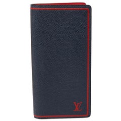 Louis Vuitton Blue/Red Taiga Leather Brazza Wallet