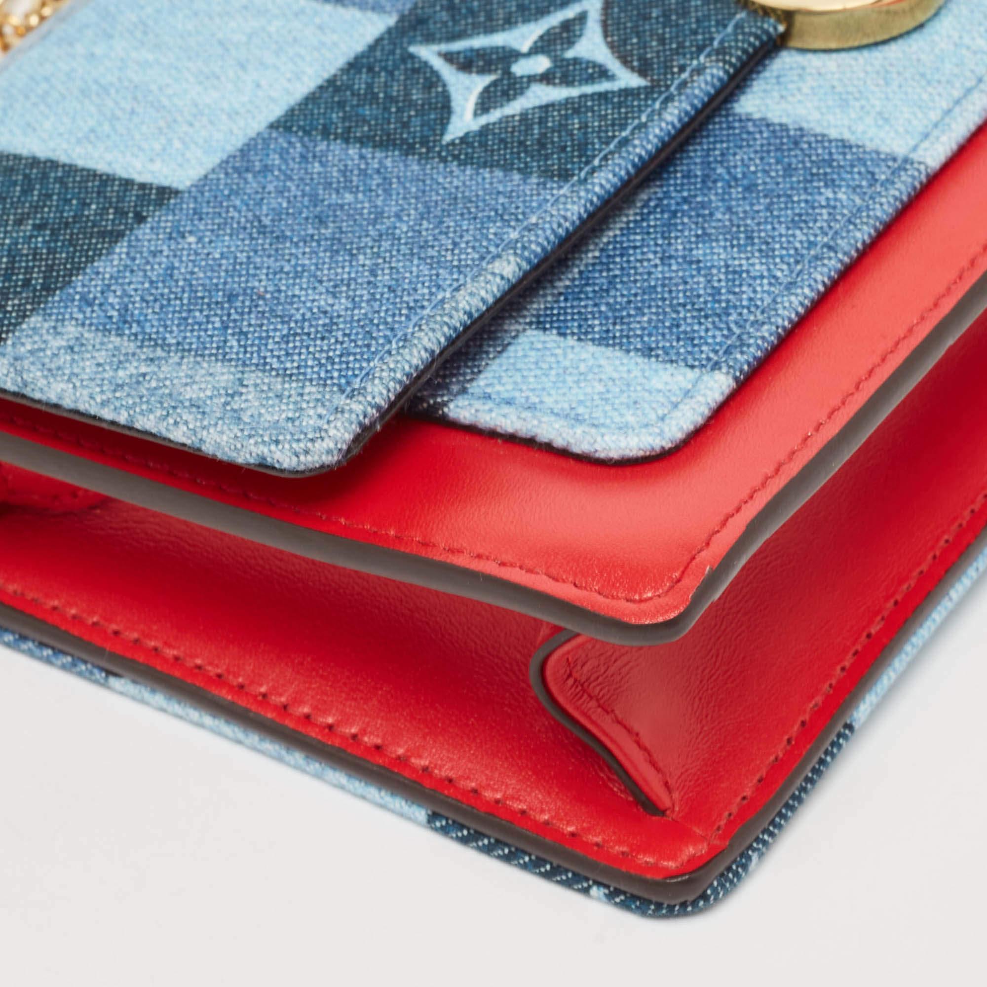 Louis Vuitton Blue/Rouge Damier and Monogram Patchwork Denim Denim Flore Wallet  7