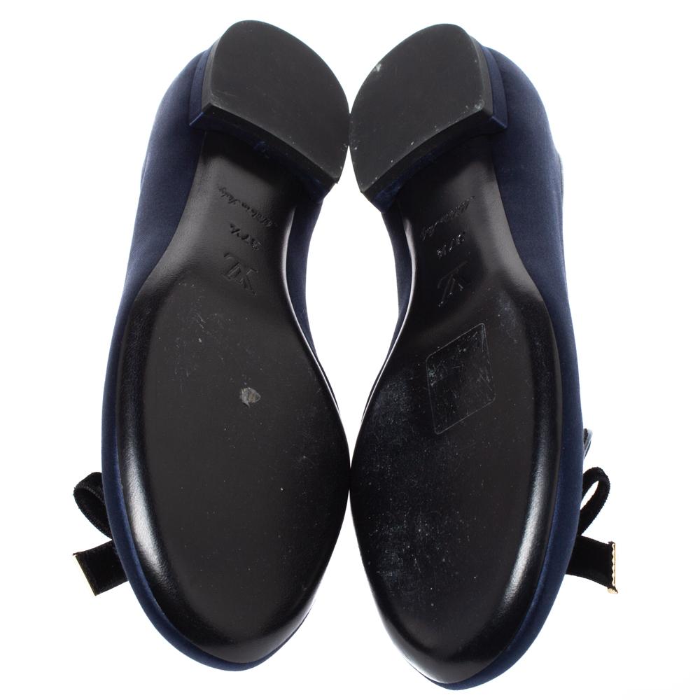 Louis Vuitton Blue Satin Cheri Bow Flats Size 37.5 1