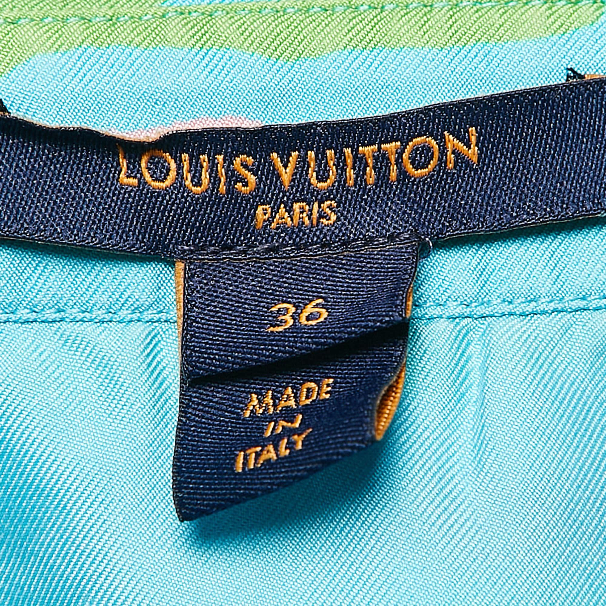 Louis Vuitton Blue Saturated Epi Print Silk Shirt and Shorts Set S 1