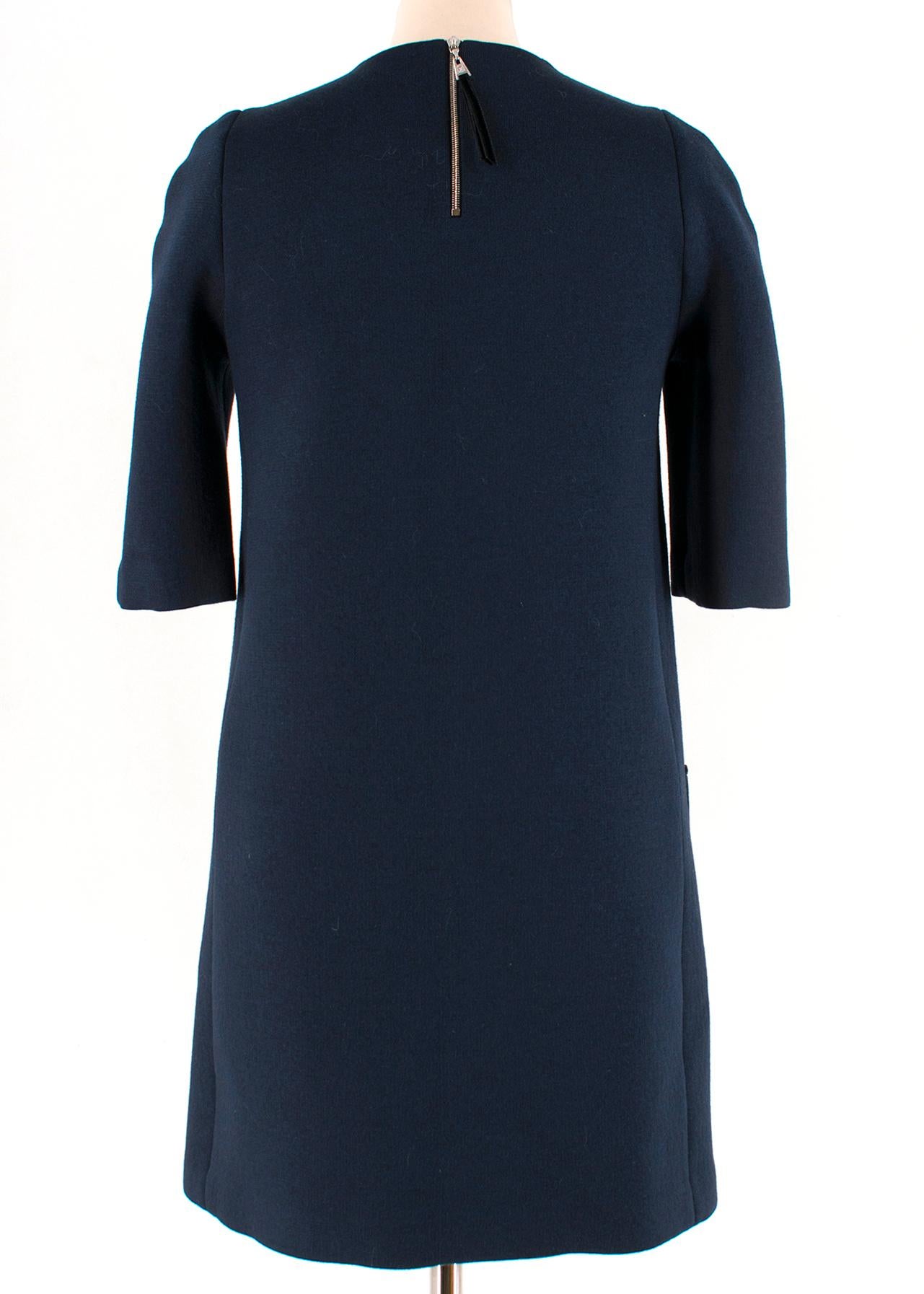 Black Louis Vuitton Blue Short Sleeve Wool Dress - Estimated Size S For Sale