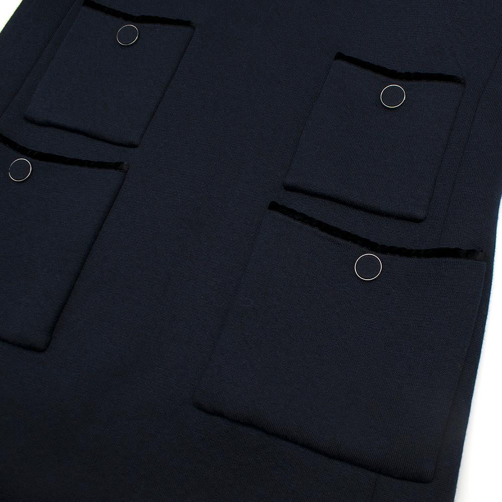 Louis Vuitton Blue Short Sleeve Wool Dress - Size S For Sale 1