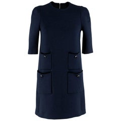 Louis Vuitton Blue Short Sleeve Wool Dress SIZE S