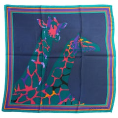 Louis Vuitton Blue Silk Giraffe Design Scarf