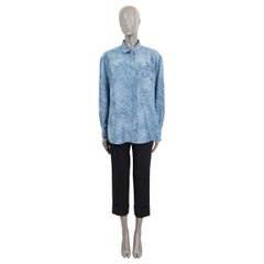 LOUIS VUITTON blue silk MONOGRAM CLOUD MASCULINE Button Up Shirt 42 L