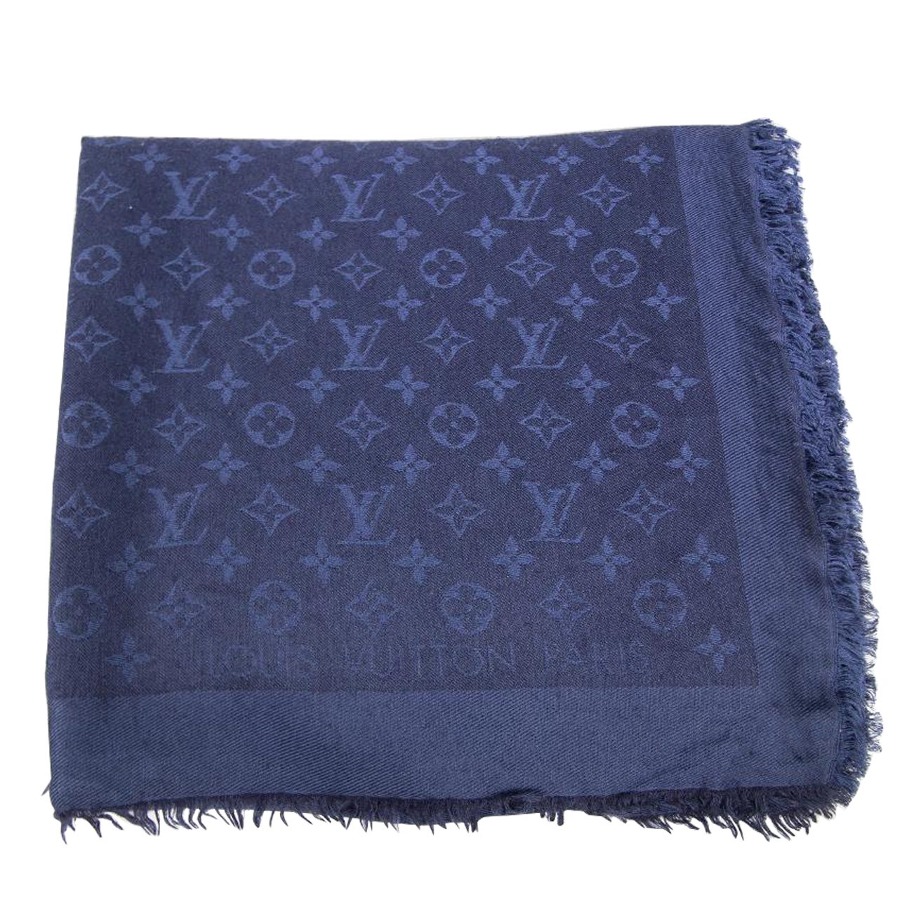 Louis Vuitton Blue Silk Monogram Scarf