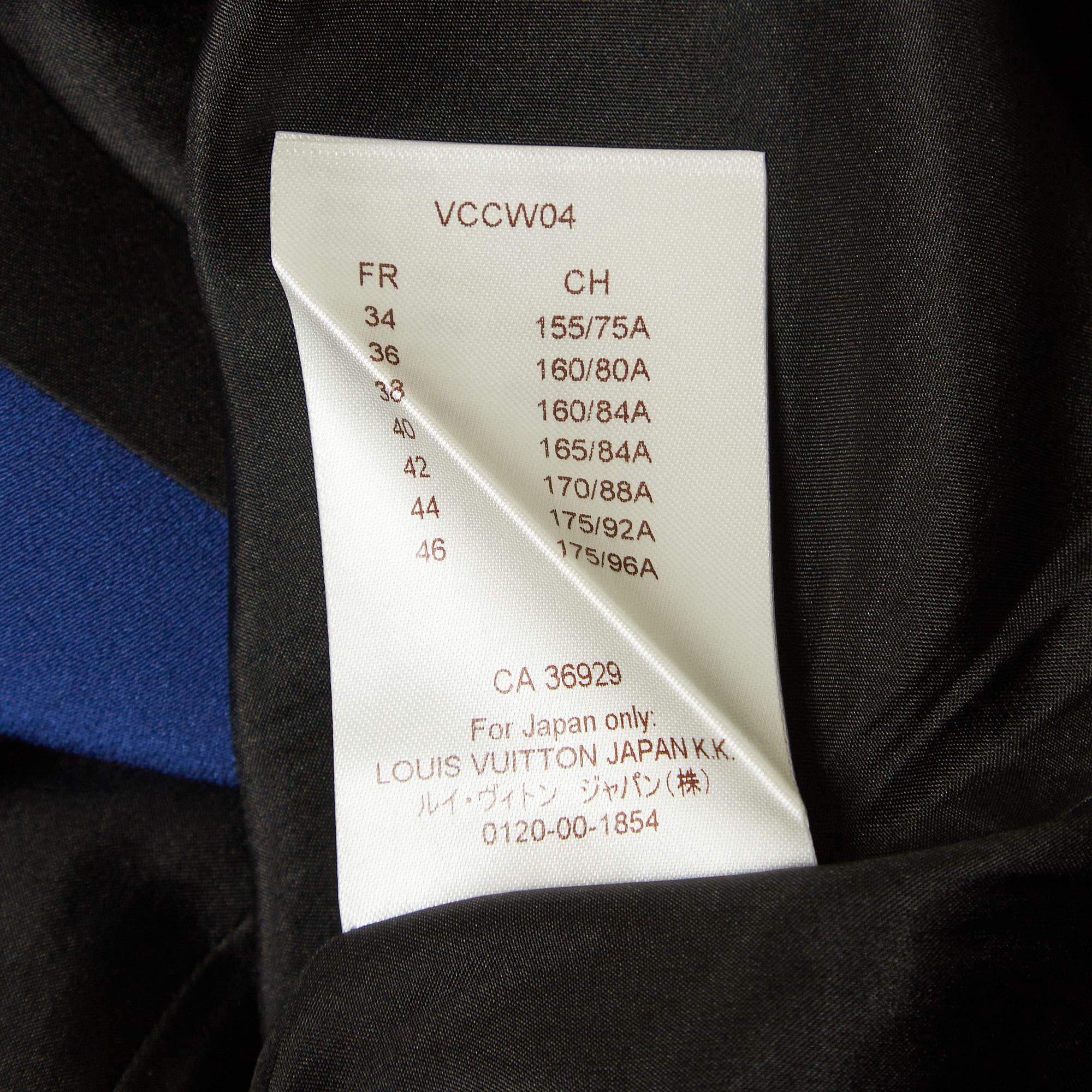 Louis Vuitton Blue Silk V-Neck Panelled Short Dress M For Sale 2