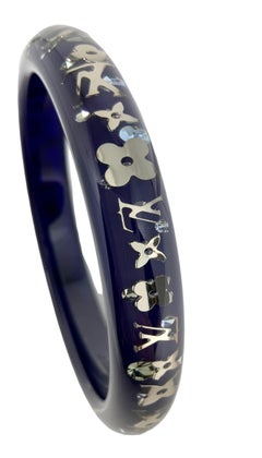 Louis Vuitton Blue Silver Resin Monogram Inclusion Bangle Bracelet