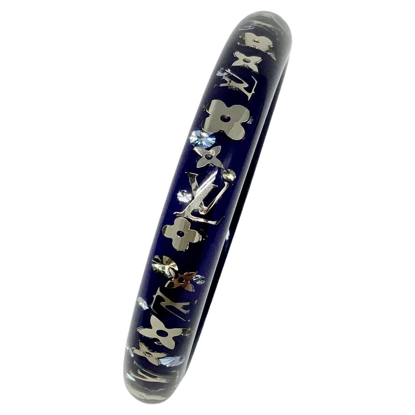 Louis Vuitton Blue Silver Resin Monogram Inclusion Bangle Bracelet