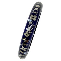 Louis Vuitton Blue Silver Resin Monogram Inclusion Bangle Bracelet