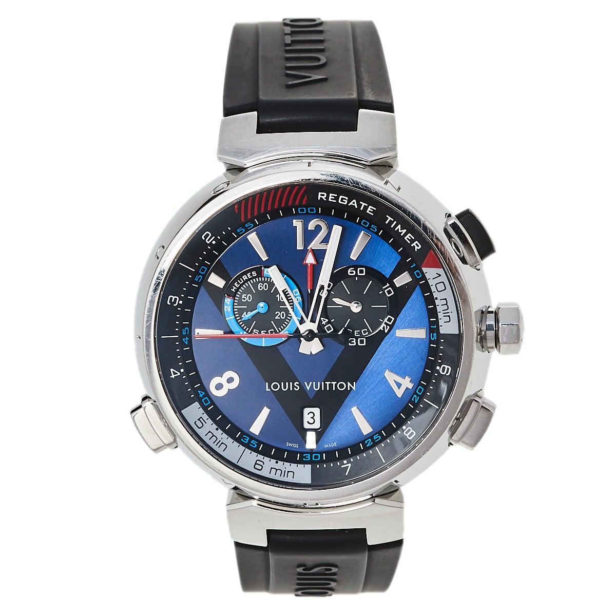 Louis Vuitton Blue Stainless Steel Tambour Regatta Q102D Men's Wristwatch  44 mm at 1stDibs | louis vuitton 100m swiss made stainless steel, louis  vuitton q102d, louis vuitton regate