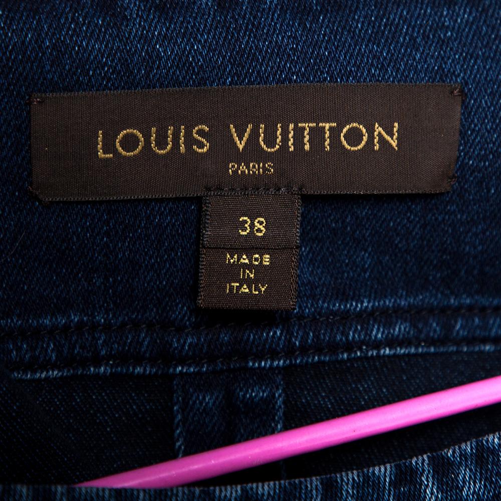 Louis Vuitton Blue Stretch Denim Mini Dress M In Good Condition In Dubai, Al Qouz 2