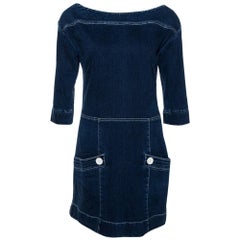 Louis Vuitton Blue Stretch Denim Mini Dress M