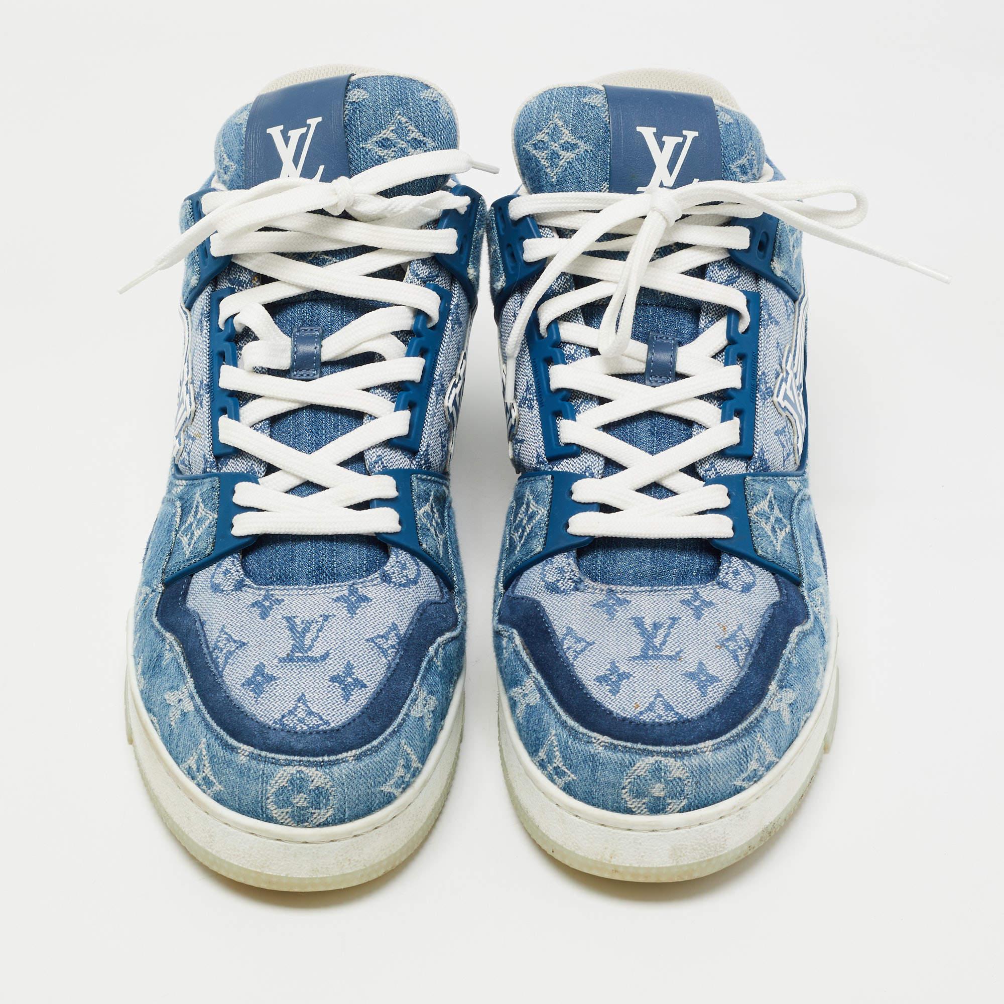 Louis Vuitton LV Trainer Blue Monogram Denim Nigo Sneaker Shoes
