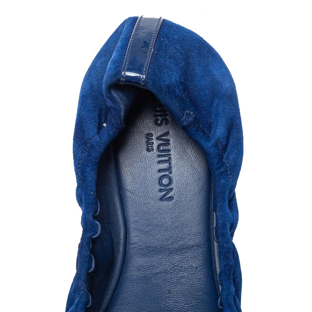 Louis Vuitton Blue Suede And Patent Leather Elba Flats Size 36 2