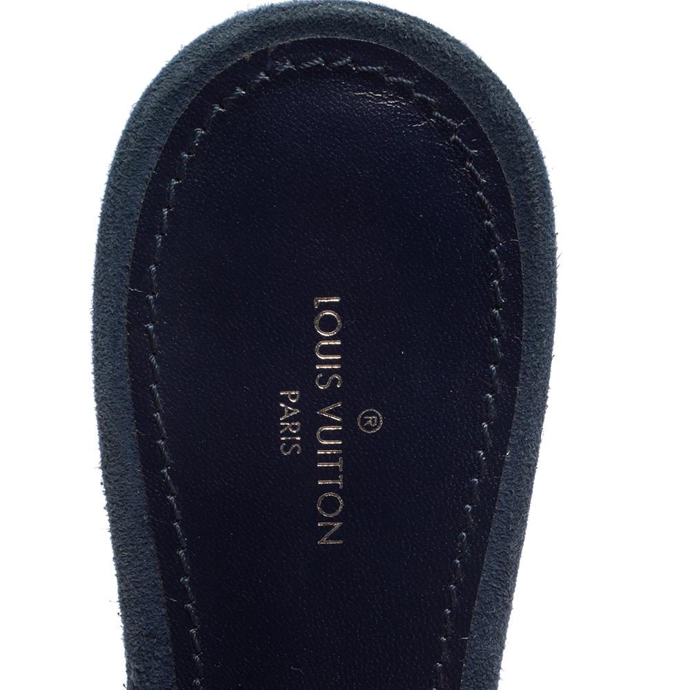 Louis Vuitton Blue Suede Crystal Madeleine Flat Mules Size 37 1