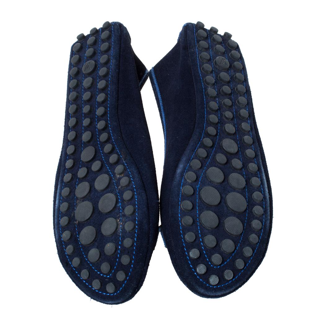 Louis Vuitton Blue Suede Leather Logo Ballet Flats Size 39.5 2