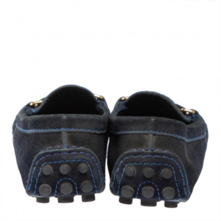 Louis Vuitton Blue Suede Logo Slip On Loafers Size 36.5 For Sale 1