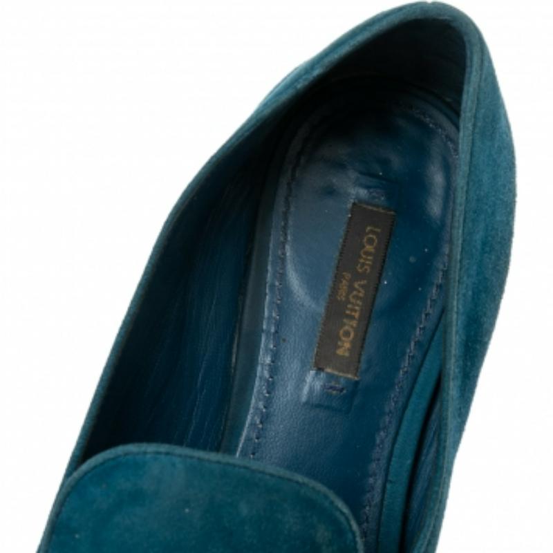 Women's Louis Vuitton Blue Suede Love  Slip On Loafers Size 37.5