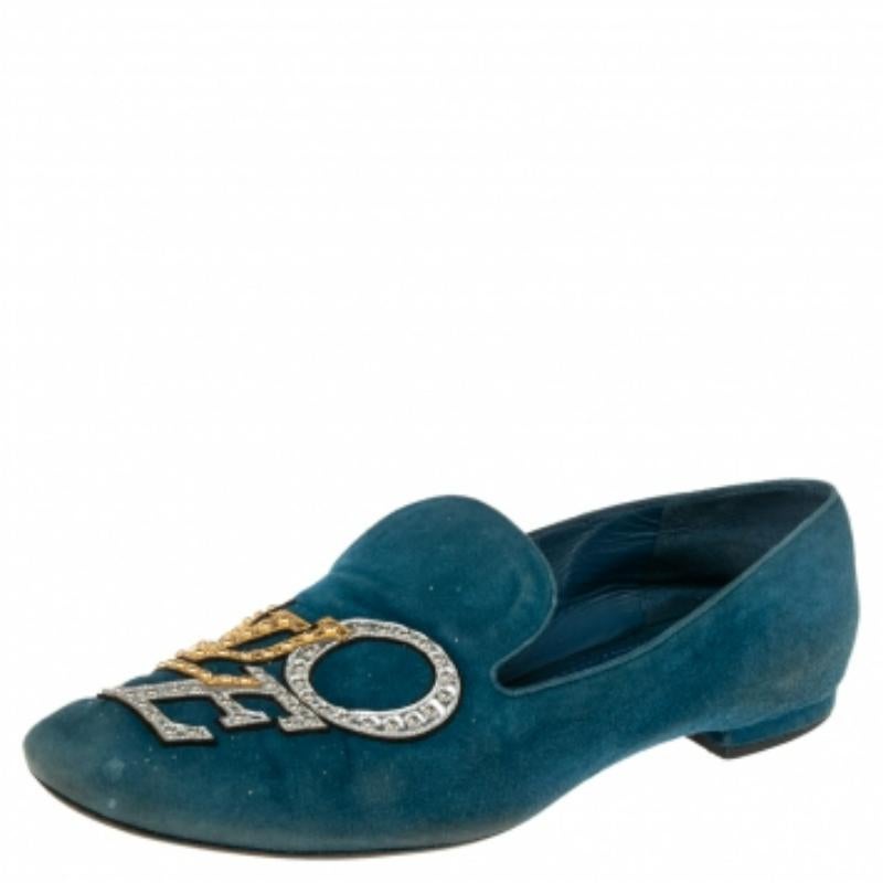 Louis Vuitton Blue Suede Love  Slip On Loafers Size 37.5 1