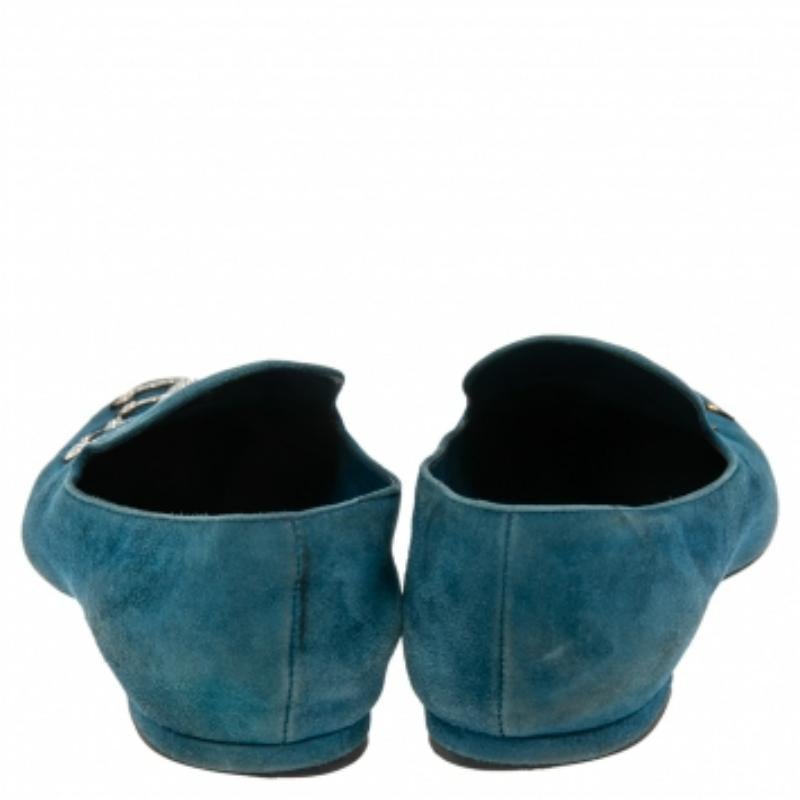 Louis Vuitton Blue Suede Love  Slip On Loafers Size 37.5 3