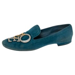 Louis Vuitton Blue Suede Love  Slip On Loafers Size 37.5