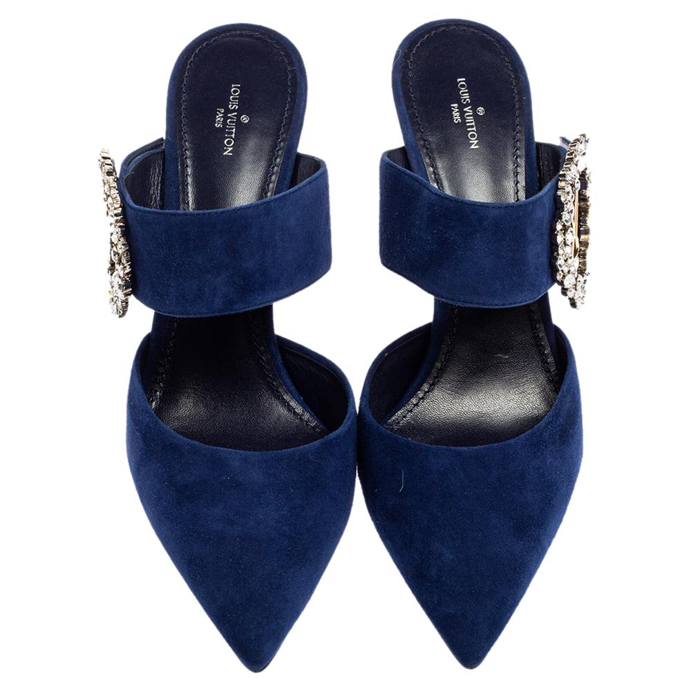 Women's Louis Vuitton Blue Suede Madeleine Mules Size 41