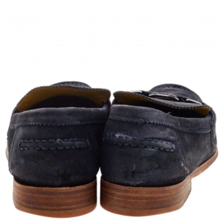 Mocassins en daim bleu Louis Vuitton Taille 45 en vente 1
