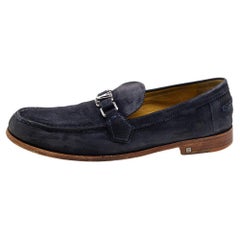 Louis Vuitton Blue Suede Major Slip On Loafers Size 45