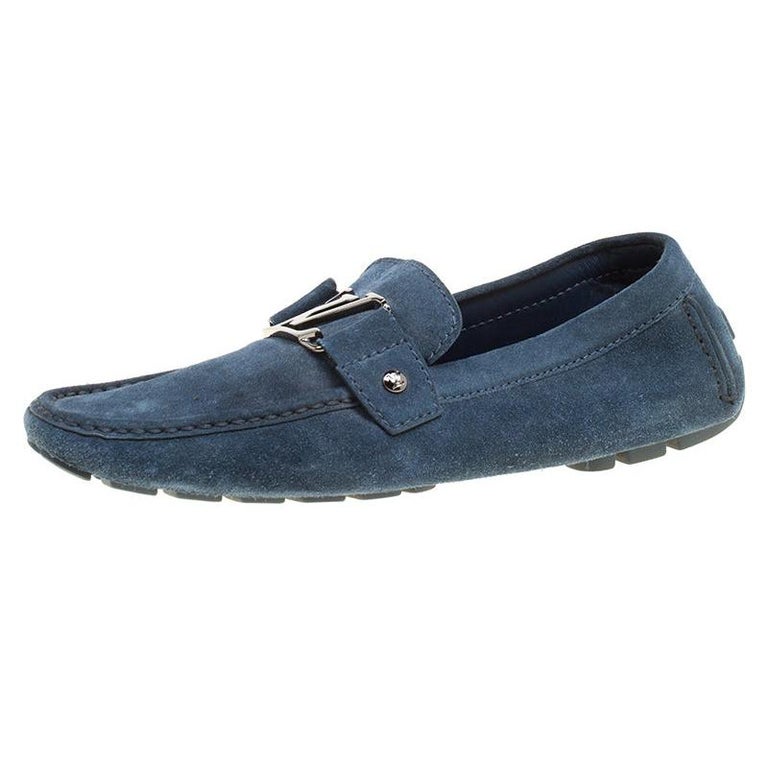 Louis Vuitton Blue Suede Monte Carlo Loafers Size 41 For Sale at 1stdibs