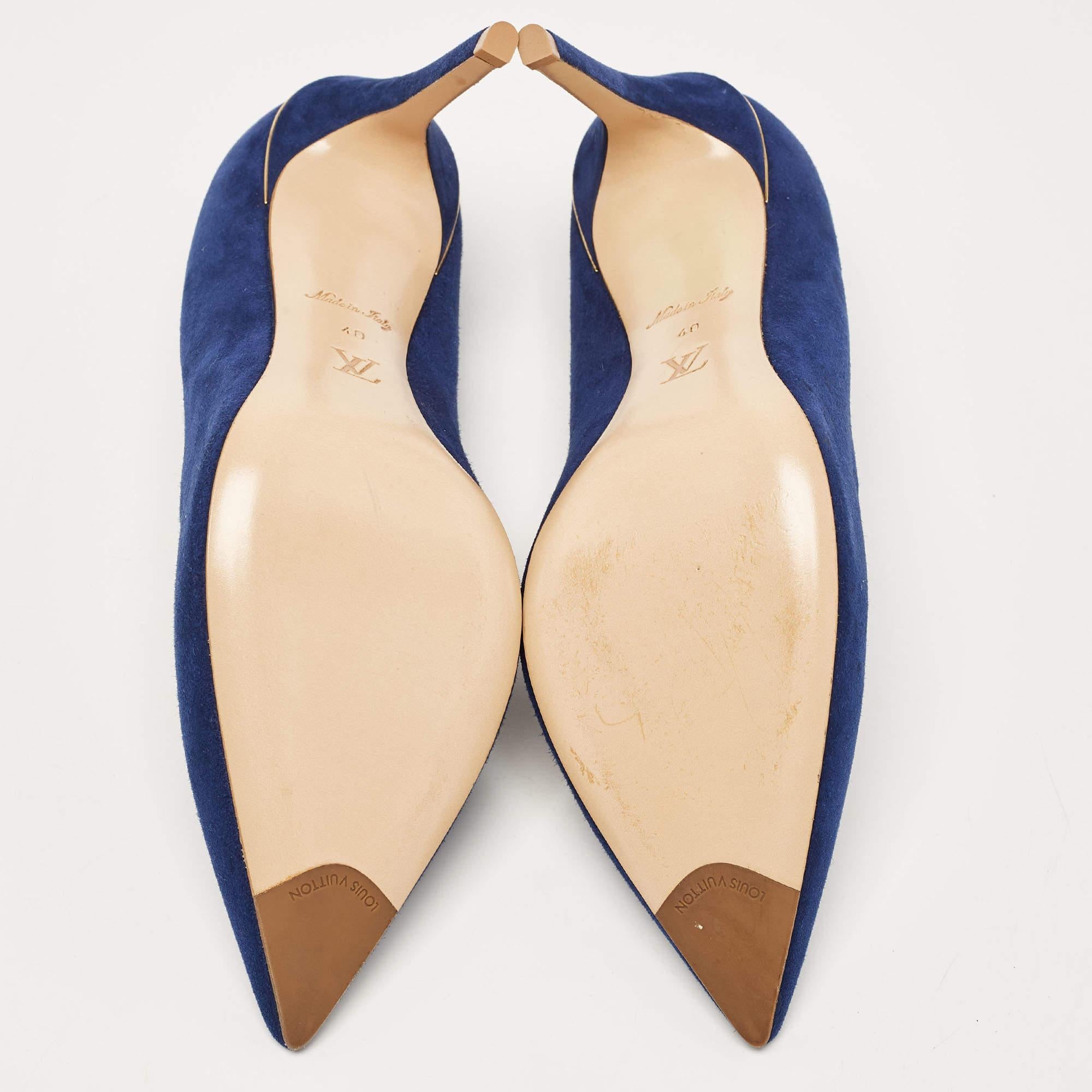 Louis Vuitton Blue Suede Pointed Toe Pumps Size 40 For Sale 3