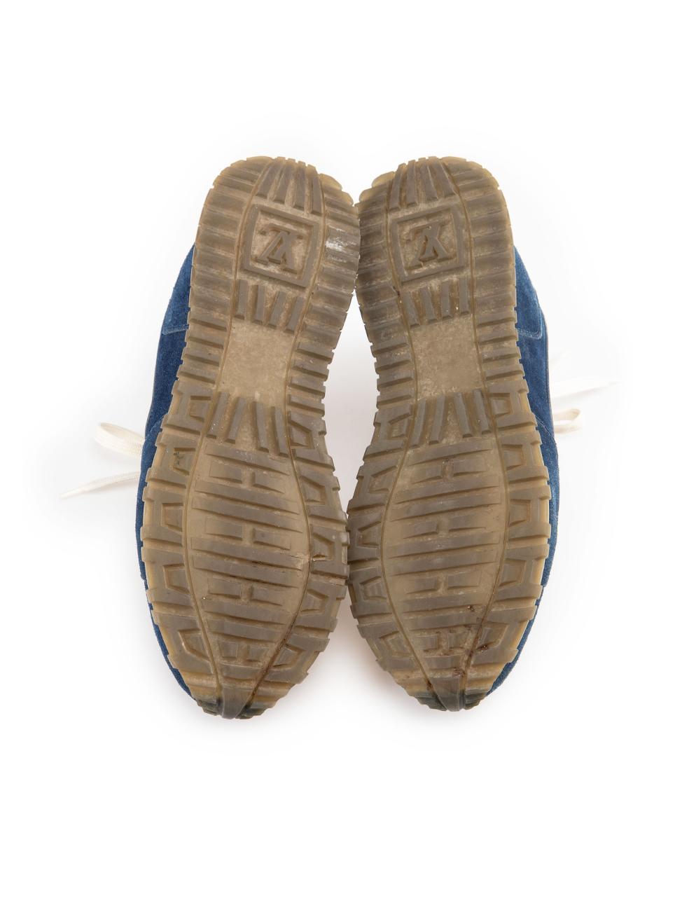 Louis Vuitton Blue Suede Run Away Trainers Size IT 38 In Excellent Condition In London, GB