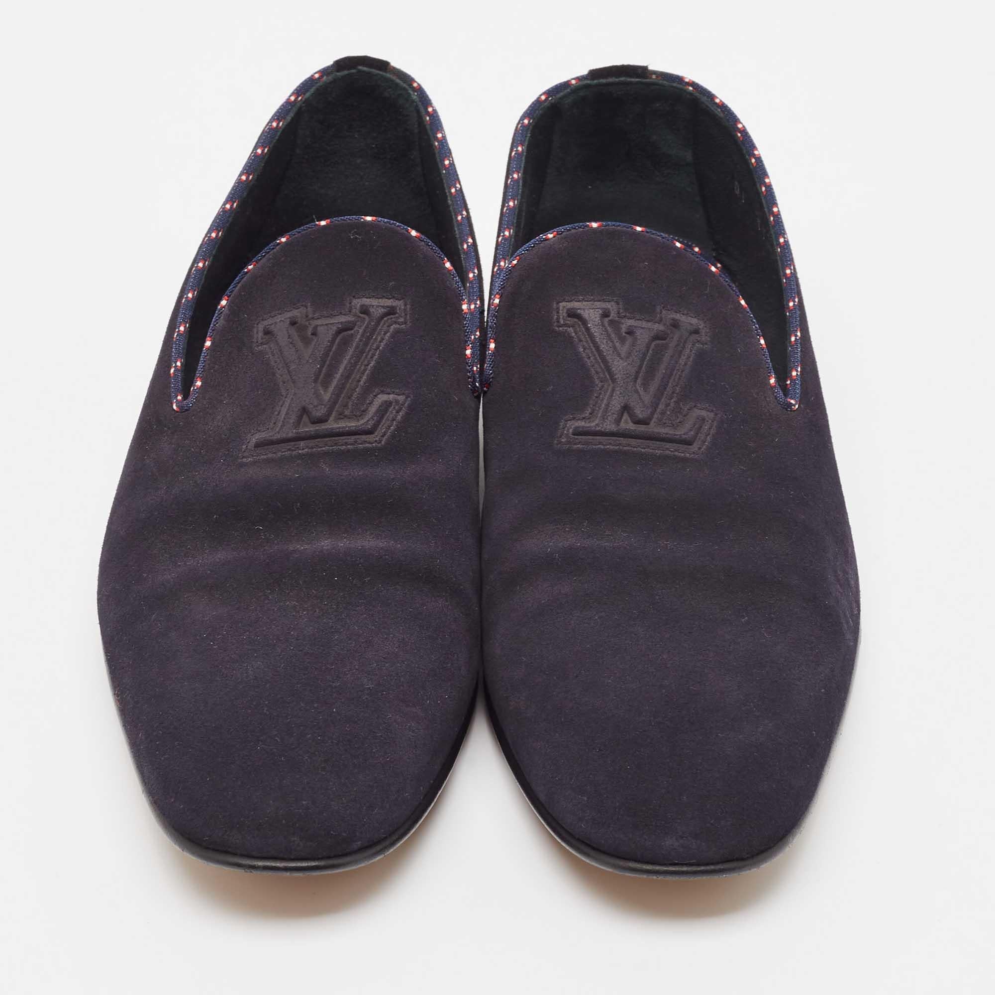 Noir Louis Vuitton - Mocassins en daim bleu, taille 40,5 en vente