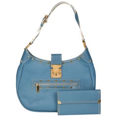 LOUIS VUITTON Blue Suhali Leather L'Affriolant with Wallet