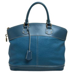 Louis Vuitton Blau Suhali Leder Lockit MM Tasche