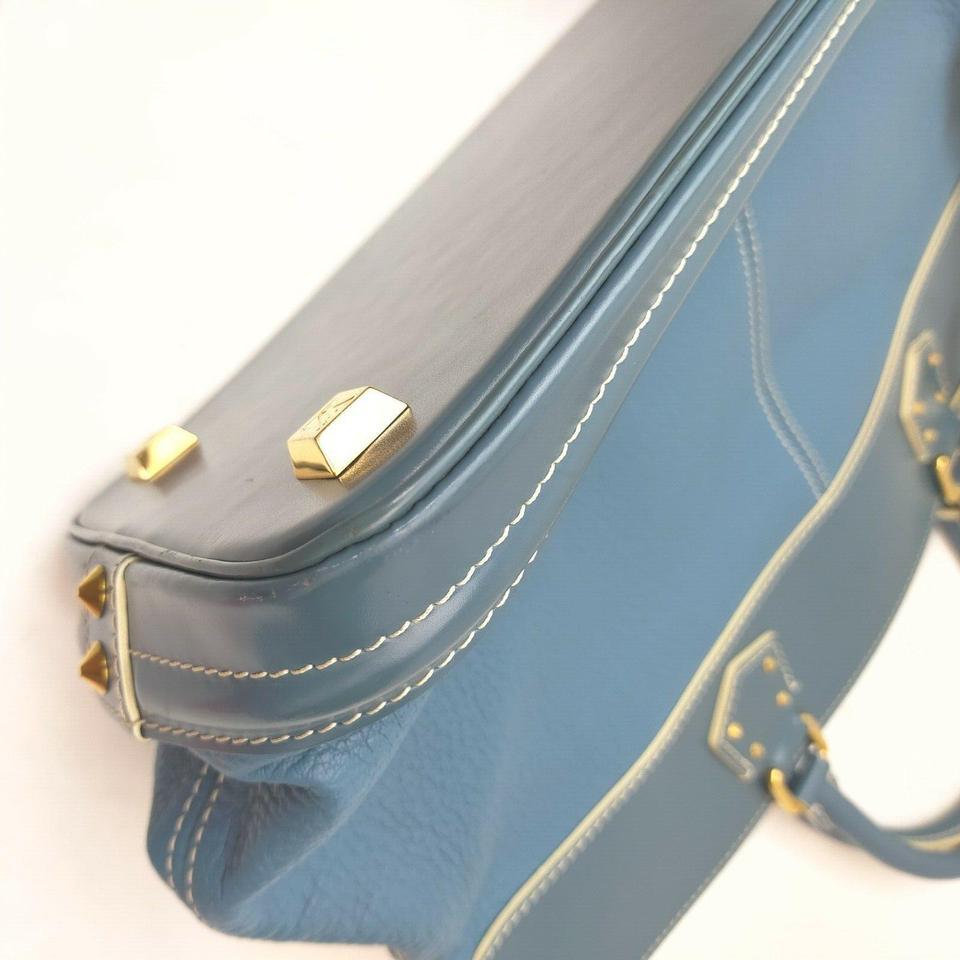 Louis Vuitton Blue Suhali Leather Lockit MM Satchel Bag 863033 2