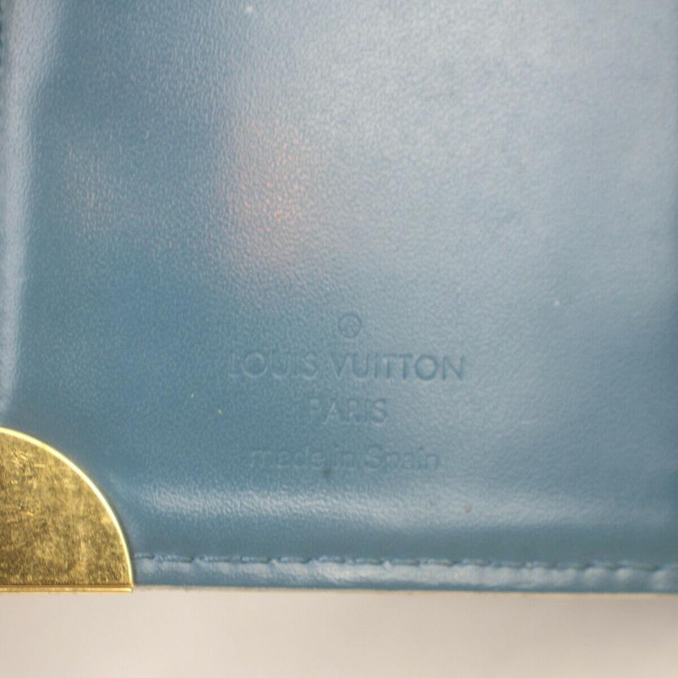 Louis Vuitton Blue Suhali Leather Small Ring Agenda PM Diary Cover  863363 In Good Condition For Sale In Dix hills, NY