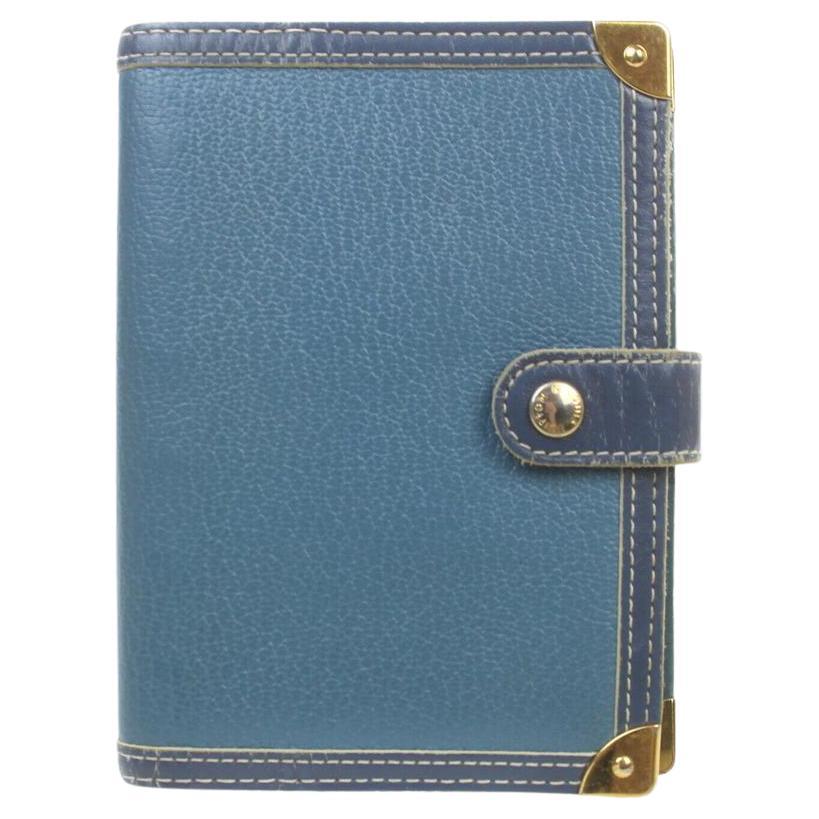 Louis Vuitton Blue Suhali Leather Small Ring Agenda PM Diary Cover  863363 For Sale