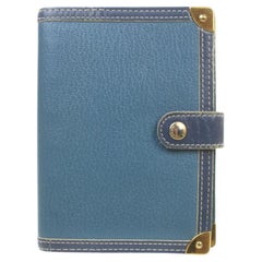 Louis Vuitton Blue Suhali Leather Small Ring Agenda PM Diary Cover  863363