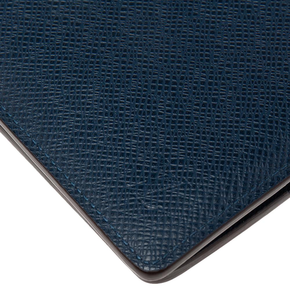 Black Louis Vuitton Blue Taiga Leather Multiple Wallet