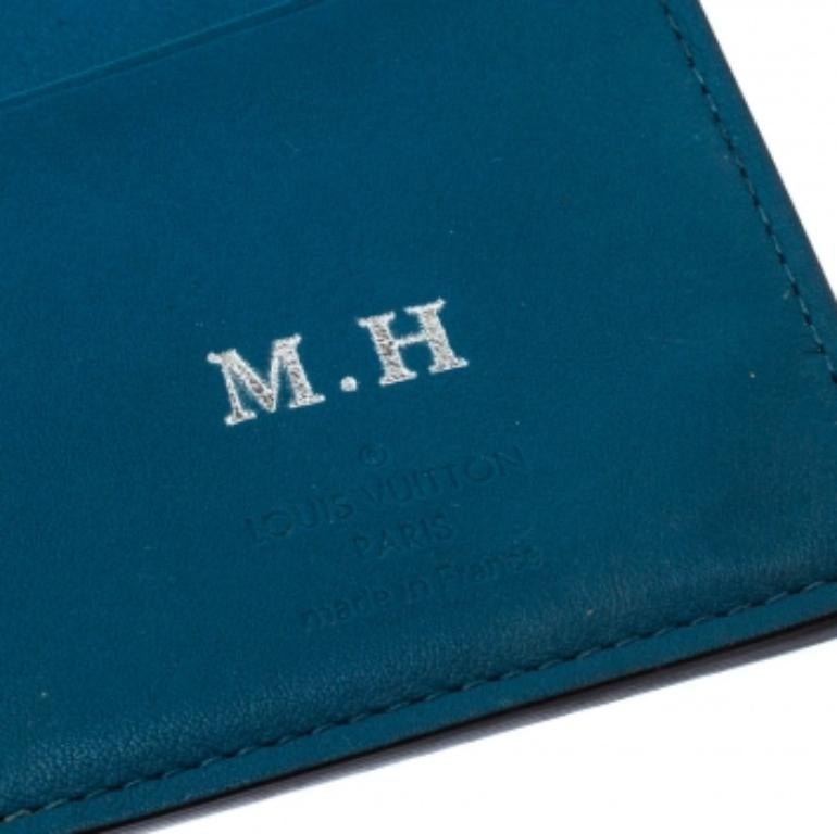 Louis Vuitton Blue Taurillon Leather Brazza Wallet For Sale 2