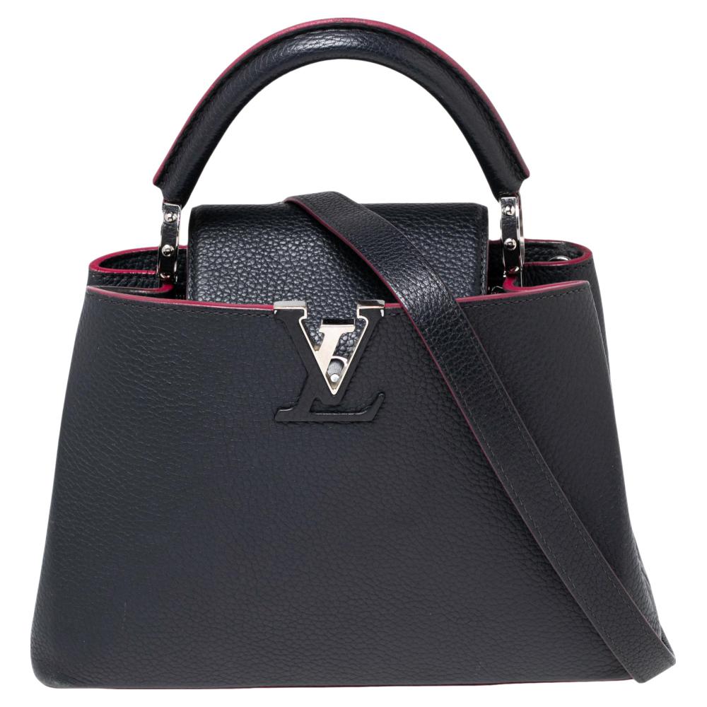 Black Louis Vuitton Blue Taurillon Leather Capucines BB Bag