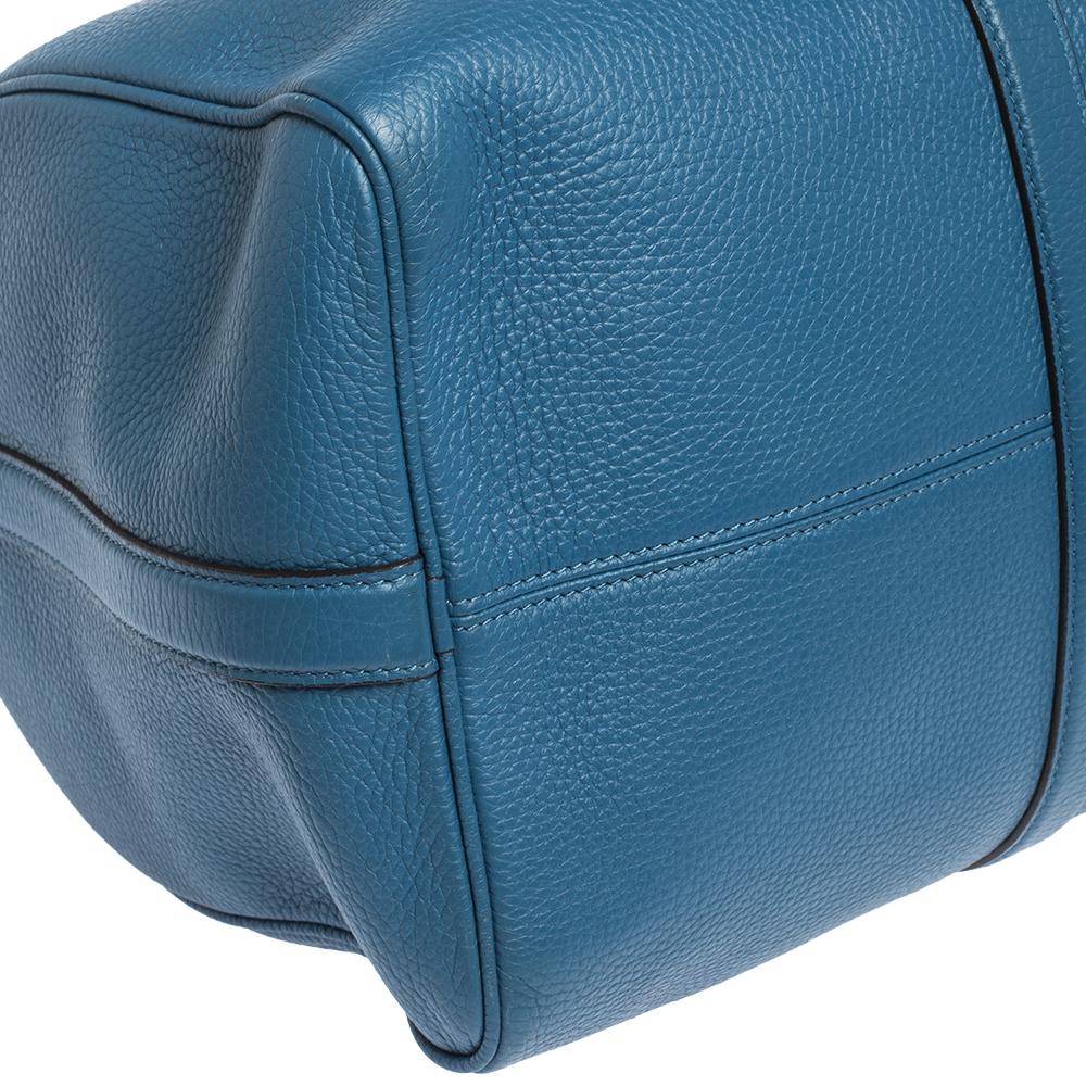 Louis Vuitton Blau Taurillon Leder Keepall Bandouliere 45 6