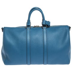 Louis Vuitton Blue Taurillon Leather Keepall Bandouliere 45