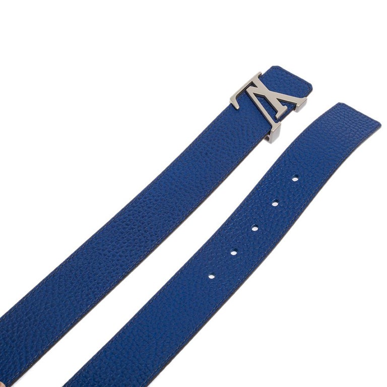 Louis Vuitton, Accessories, Louis Vuitton Size 8534 4mm Initials Blue Taurillon  Leather Belt 65lk87s